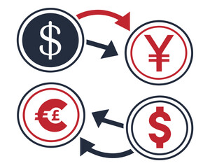 Currency exchange concept with dollar and yen