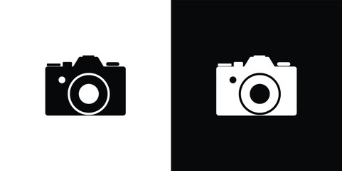 Retro Camera on Transparent Background Black and White Simple Design