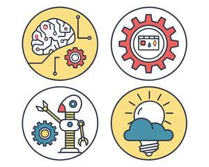 Illustrative icons showcasing artificial intelligence and automation