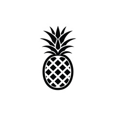Obraz premium Single Black Pineapple Silhouette with Leaves on a Transparent Background Design
