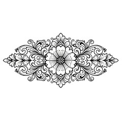 Fototapeta premium Retro Floral Ornament Vector: Hand-Drawn Flourish Divider Design Element