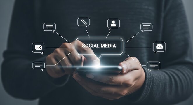 Social media network and communication concept with smartphone