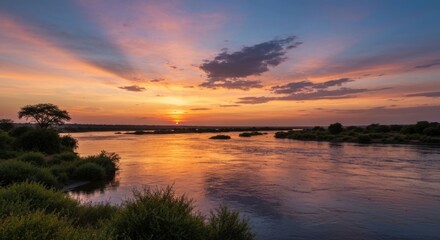 Fototapeta premium Serene river sunset