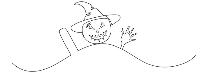 continous line art pumpkin - Pumpkin halloween