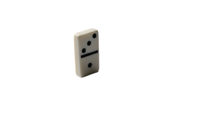 Isolated domino tile shows three over one dots on black