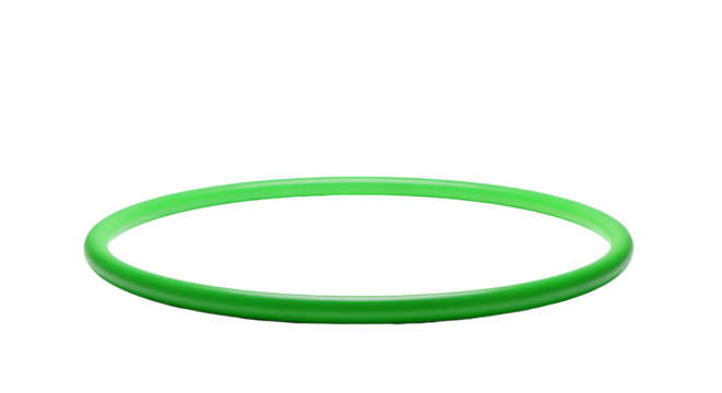 Floating luminous green ring with dark background