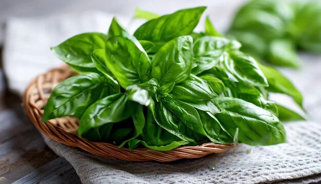 Fresh tasty basil greens leaf