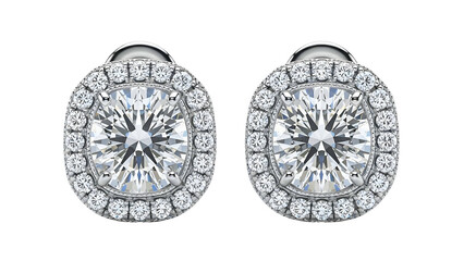 Pair of earrings with round center stones surrounded by small stones