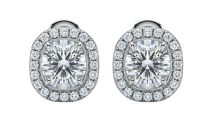 Pair of earrings with round center stones surrounded by small stones