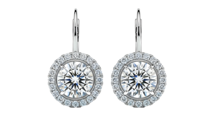 Silver earrings with sparkling round gem centers