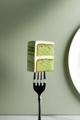 Gourmet Striped Green Cake, Contemporary Minimalist Composition