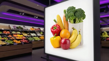 Augmented reality shopping interface with fruits digital grocery innovation and smart retail technology concept - Powered by Adobe