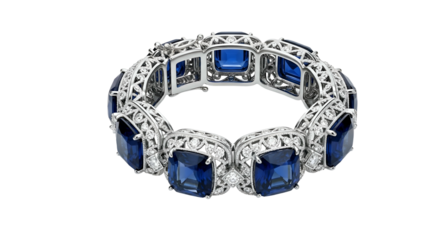 Ornate bracelet with blue square stones & filigree detail