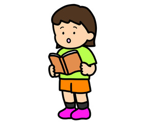 Obraz premium 本を読む（立ち）アジア人の女の子