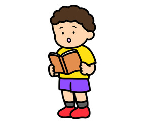 本を読む（立ち）アジア人の男の子