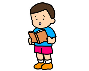 本を読む（立ち）アジア人の男の子