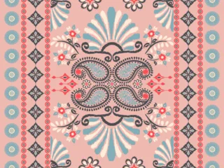 Fototapete Der Raum Muster  Motifs African boho paisley Floral Ikat pattern embroidery border. Ethnic ikat floral Pattern.Indian Aztec embroidery seamless patterns. Design for texture, fabric, clothing, wrapping, decoration  © supachai