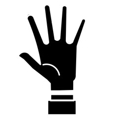 Open hand gesture showing number five. Isolated on transparent background. Clear palm display with spread fingers.