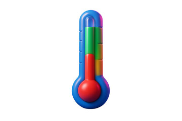 Multicolored thermometer concept with stylized gradient bars and rounded shape, clean isolated layout on white background. Ai generative