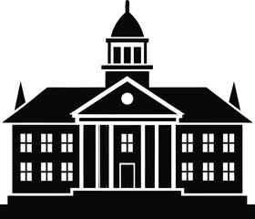 Classic Government Building Silhouette Vector Art Isolated Transparent Background University Courthouse Institutional Structure