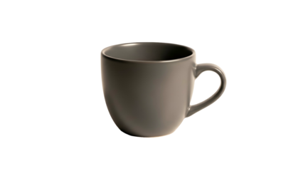 Gray, empty, ceramic mug isolated against a dark background