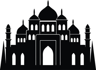 Ornate Mosque Temple Silhouette Vector Art Isolated Transparent Background Islamic Architecture Palace Minarets Domes