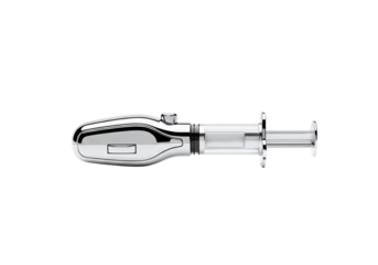 Modern chrome syringe isolated on transparent background