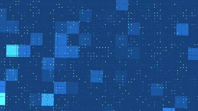 Abstract Blue Tech Motion with Floating Squares