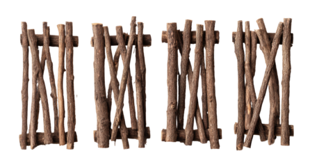 Close-up of rustic wooden fence sections