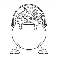 Spooky Halloween black and white coloring pages for adults.