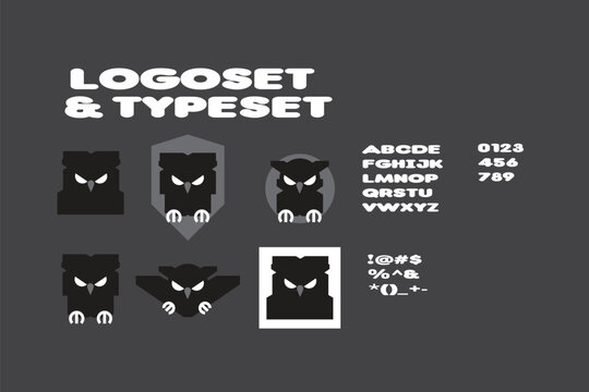 Owl logo, owl logoset, icon, alphabet vector, typeface, typographic, logo, branding, vector alphabet, 
