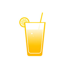 Refreshing Yellow Drink with Lemon Garnish on transparent background