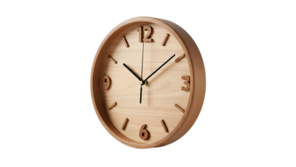 Round wooden clock shows 1032 on black background