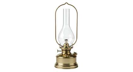 Elegant golden oil lamp with glass chimney