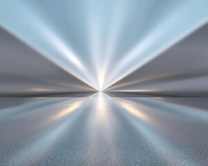 Trendy design - Abstract Horizon with Radiating Light Beams over Reflective Surface - visual