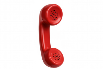 Red vintage telephone receiver with clear sound speaker and microphone, symbolizing classic communication