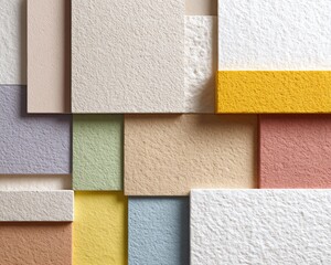 Trendy design - Colorful Abstract Geometric Pattern with Textured Paper Squares - visual