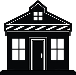 Small Residential Building Silhouette Vector Art for Home Architecture and Real Estate Graphics Simple Dwelling House Outline Design Element