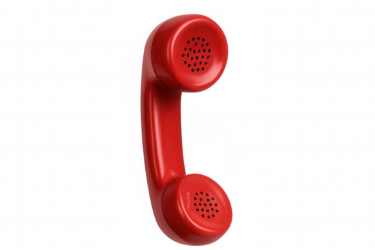 Red vintage telephone receiver with clear sound speaker and microphone, symbolizing classic communication