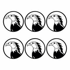 Six eagle head icons in a circle, representing freedom and american pride