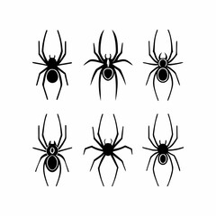 Six black spider silhouettes, creating a spooky and creepy halloween pattern