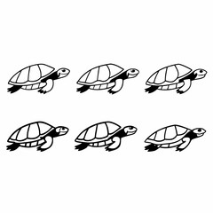 Six black turtle silhouettes, creating a simple and elegant animal pattern
