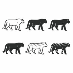 Six tigers in different styles, showcasing a variety of design and color options