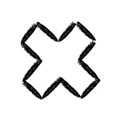 Hand Drawn Black X Mark Symbol On Transparent Background Simple Graphic Element