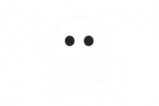 Cute white ghost icon or spirit emoji for halloween celebrations on a transparent background