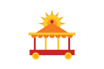 Abstract sun ray emanating from a decorative palanquin on a clean white background suitable for cultural or celebratory themes