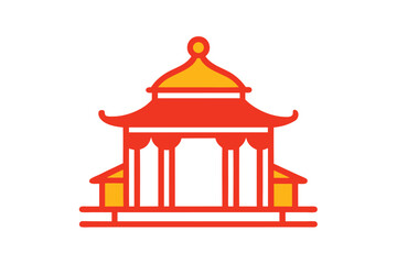 Bold outline palki illustration on a clean white background for indian ceremonies and celebrations