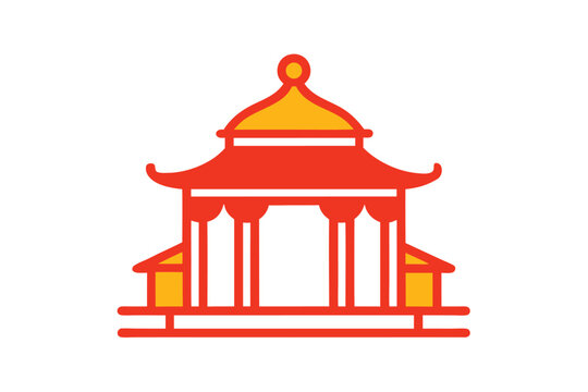 Bold outline palki illustration on a clean white background for indian ceremonies and celebrations