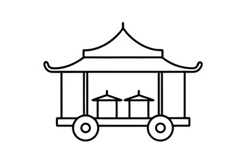 Elegant ink outline of a traditional indian palki or palanquin on a clean white background