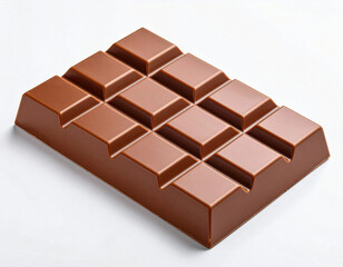 Sweet Milk Chocolate Bar with Rectangular Pieces on White